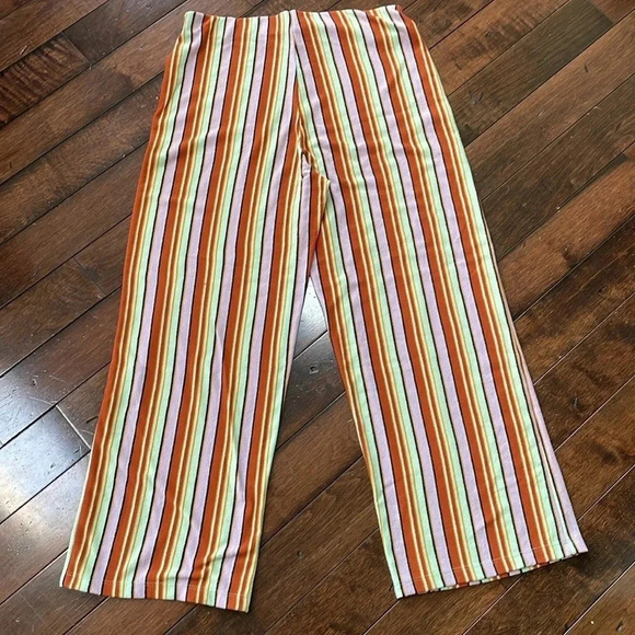 Urban Outfitters Silent + Noise Striped Knit Pants Women’s Size M Cropped Retro - Picture 9 of 12